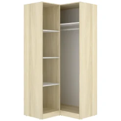 Guardaroba 2 Ante Bianco Marrone Rovere Nodi Appendiabiti 3 Ripiani 75x194.5h cm, 4 Vani - Vittuone