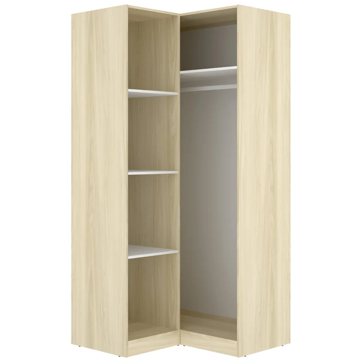 Guardaroba 2 Ante Bianco Marrone Rovere Nodi Appendiabiti 3 Ripiani 75x194.5h cm, 4 Vani - Vittuone