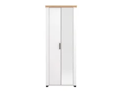 Guardaroba 2 Ante Bianco Marrone Rovere Nodi Appendiabiti 3 Ripiani 75x194.5h cm, 4 Vani - Vittuone