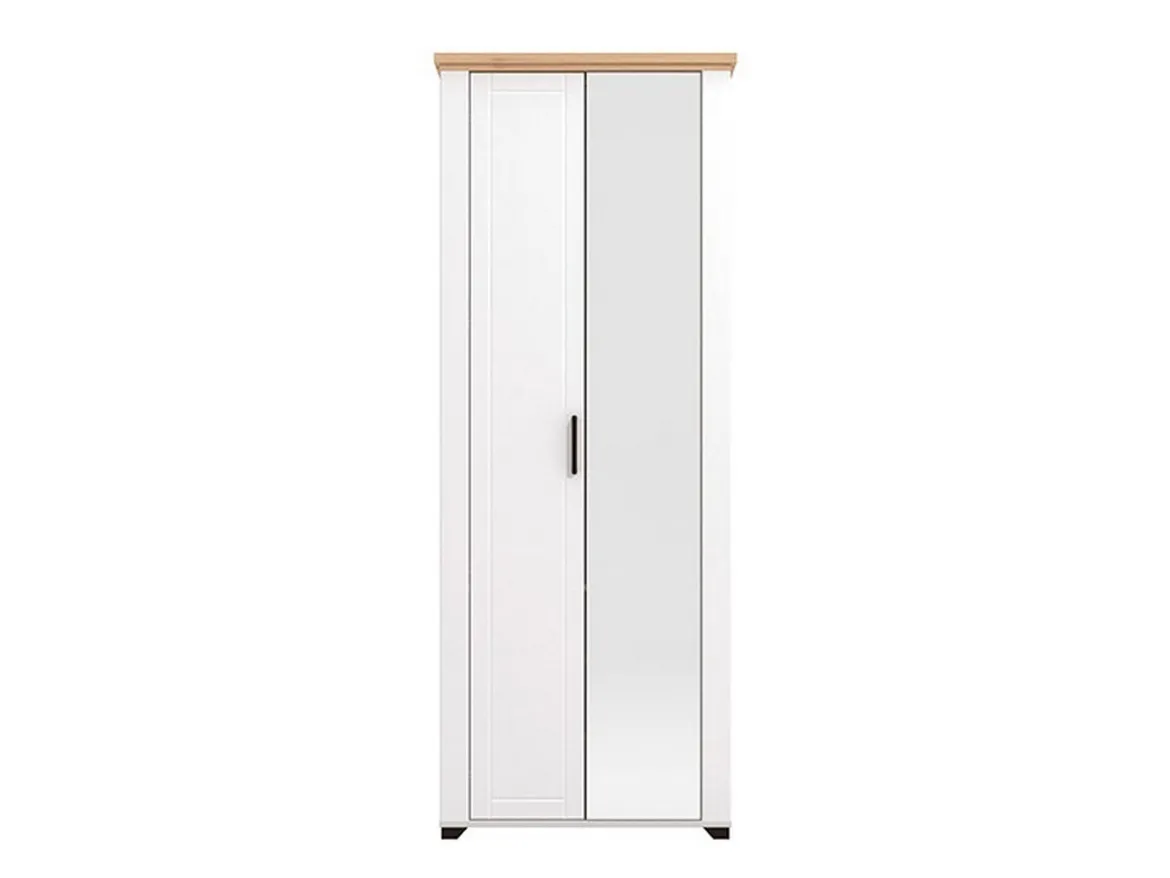 Guardaroba 2 Ante Bianco Marrone Rovere Nodi Appendiabiti 3 Ripiani 75x194.5h cm, 4 Vani - Vittuone