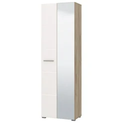 Guardaroba 2 Ante Bianco Marrone Rovere Nodi Appendiabiti 4 Ripiani 60x192.5h cm, 5 Vani - Griante