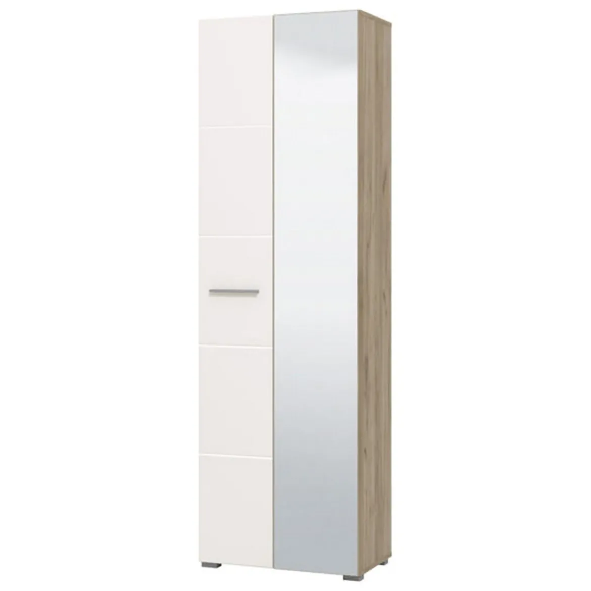 Guardaroba 2 Ante Bianco Marrone Rovere Nodi Appendiabiti un Ripiano 80.5x203.5h cm, 2 Ante - Santadi