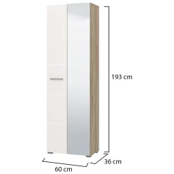 Guardaroba 2 Ante Bianco Marrone Rovere Nodi Appendiabiti un Ripiano 80.5x203.5h cm, 2 Ante - Santadi