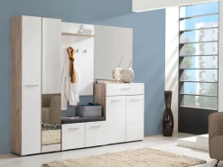 Guardaroba 2 Ante Bianco Marrone Rovere Nodi Appendiabiti un Ripiano 80.5x203.5h cm, 2 Ante - Santadi