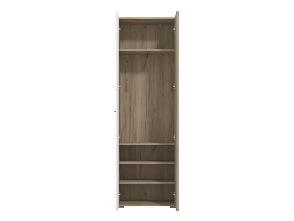 Guardaroba 2 Ante Bianco Marrone Rovere Nodi Appendiabiti un Ripiano 80.5x203.5h cm, 2 Ante - Santadi