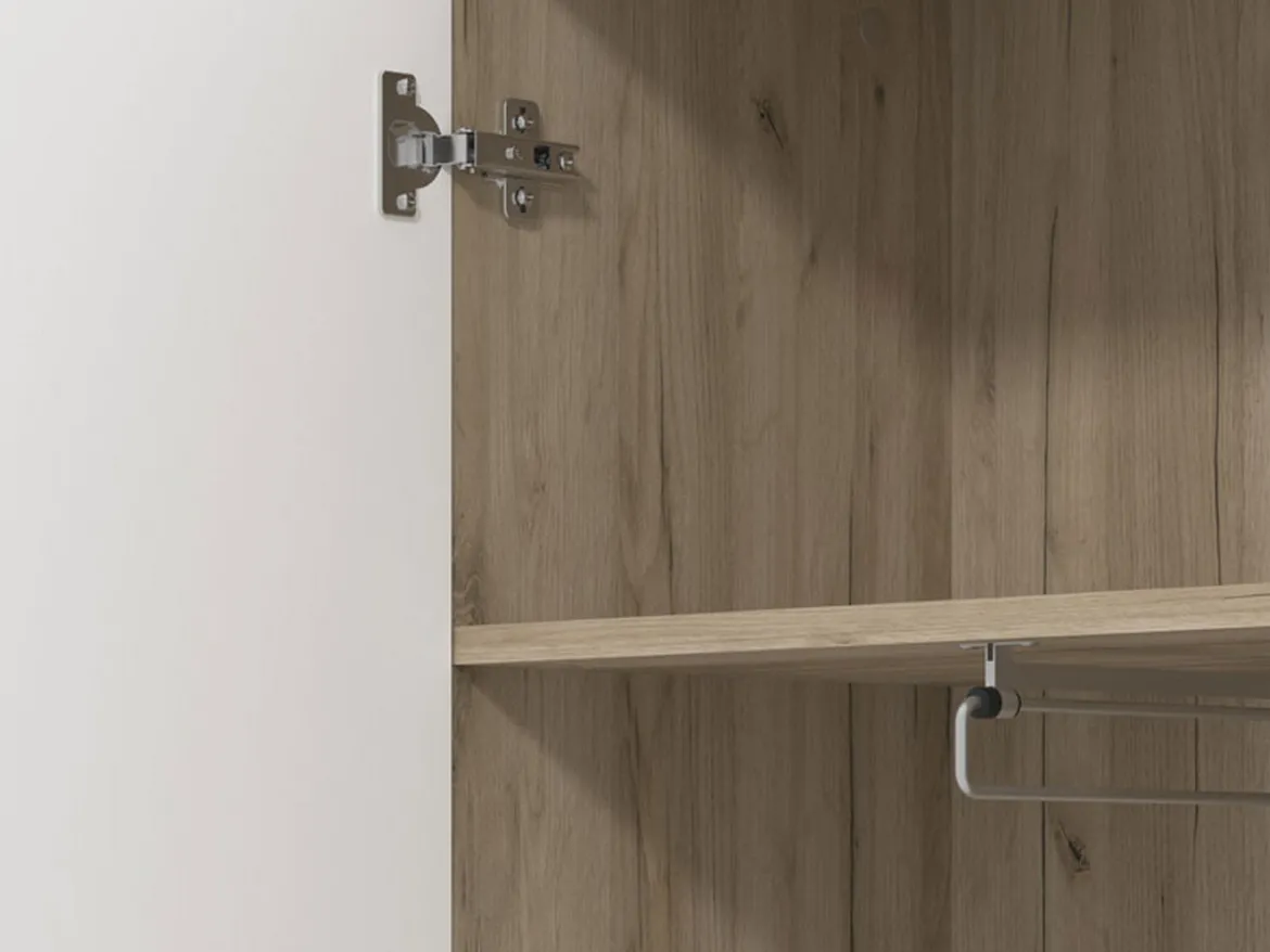 Guardaroba 2 Ante Bianco Marrone Rovere Nodi Appendiabiti un Ripiano 80.5x203.5h cm, 2 Ante - Santadi