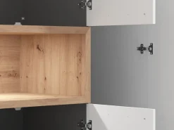 Guardaroba 3 Ante Bianco Marrone Rovere Nodi Appendiabiti 2 Cassetti 134.5x56 cm, 6 Ripiani - Pianezze