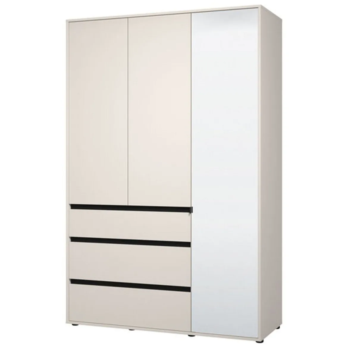 Guardaroba 3 Ante Bianco Nero 4 Ripiani 3 Cassetti 138x55 cm, Appendiabiti - Ilbonoo