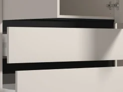 Guardaroba 3 Ante Bianco Nero 4 Ripiani 3 Cassetti 138x55 cm, Appendiabiti - Ilbonoo