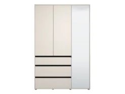 Guardaroba 3 Ante Bianco Nero 4 Ripiani 3 Cassetti 138x55 cm, Appendiabiti - Ilbonoo