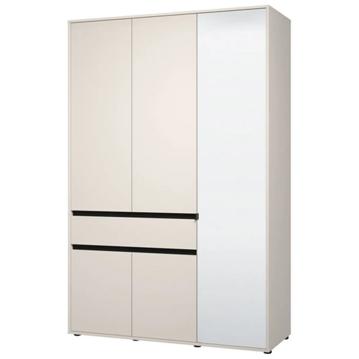 Guardaroba 3 Ante Bianco Nero 5 Ripiani un Cassetto 138x54.5 cm, Appendiabiti - Ilbono