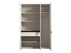 Guardaroba 3 Ante Bianco Nero 5 Ripiani un Cassetto 138x54.5 cm, Appendiabiti - Ilbono