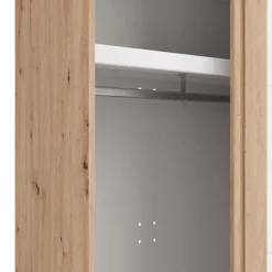 Guardaroba 2 Ante Bianco Opaco Marrone Rovere 2 Ripiani Appendiabiti 195x218h cm, Apertura Scorrevole - Bujumb