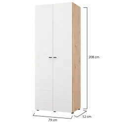 Guardaroba 2 Ante Bianco Opaco Nero 2 Ripiani Appendiabiti 195x205h cm, Apertura Scorrevole - Asilah