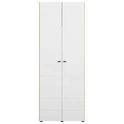 Guardaroba 2 Ante Bianco Opaco Nero 2 Ripiani Appendiabiti 195x205h cm, Apertura Scorrevole - Asilah