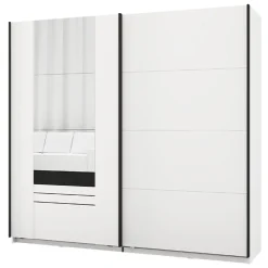 Guardaroba 2 Ante Bianco Opaco Nero 2 Ripiani Appendiabiti 220x205h cm, Apertura Scorrevole - Lalibe