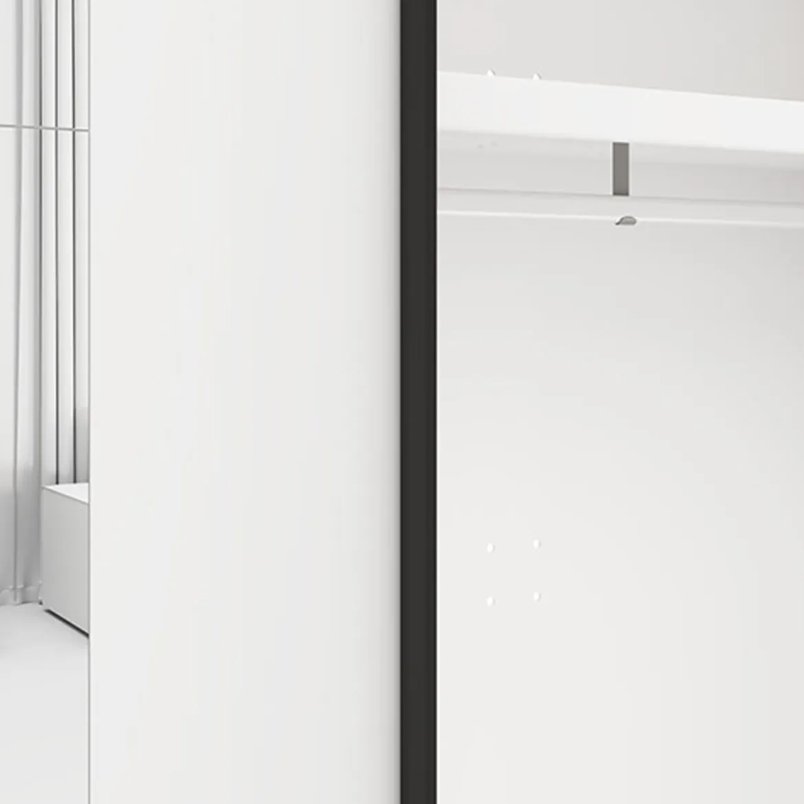 Guardaroba 2 Ante Bianco Opaco Nero 4 Ripiani Appendiabiti 205x216h cm, 2 Cassetti - Copala
