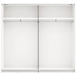 Guardaroba 2 Ante Bianco Opaco Nero 2 Ripiani Appendiabiti 220x205h cm, Apertura Scorrevole - Lalibe