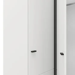 Guardaroba 2 Ante Bianco Opaco Nero 4 Ripiani Appendiabiti 95x208h cm, Apertura Battente - Tavole