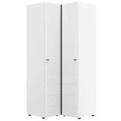 Guardaroba 2 Ante Bianco Opaco Nero 4 Ripiani Appendiabiti 95x208h cm, Apertura Battente - Tavole