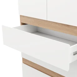 Guardaroba 3 Ante Bianco Opaco Marrone Rovere Nodi Appendiabiti 4 Ripiani 117x52 cm, 3 Ante - Ronco