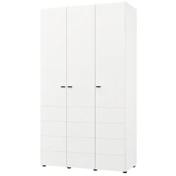 Guardaroba 3 Ante Bianco Opaco Nero Appendiabiti 4 Ripiani 117x52 cm, 3 Ante - Ronco