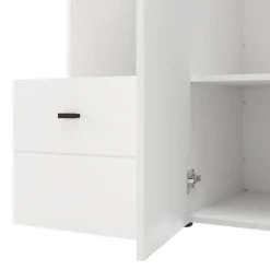 Guardaroba 3 Ante Bianco Opaco Nero Appendiabiti un Cassetto 117x52 cm, 5 Ripiani - Patzcu