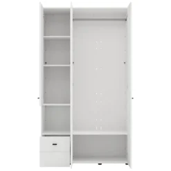 Guardaroba 3 Ante Bianco Opaco Nero Appendiabiti un Cassetto 117x52 cm, 5 Ripiani - Patzcu