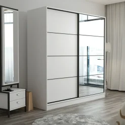 Guardaroba 2 Ante Bianco 5 Ripiani Appendiabiti 180x210h cm, 2 Ante - Cascia