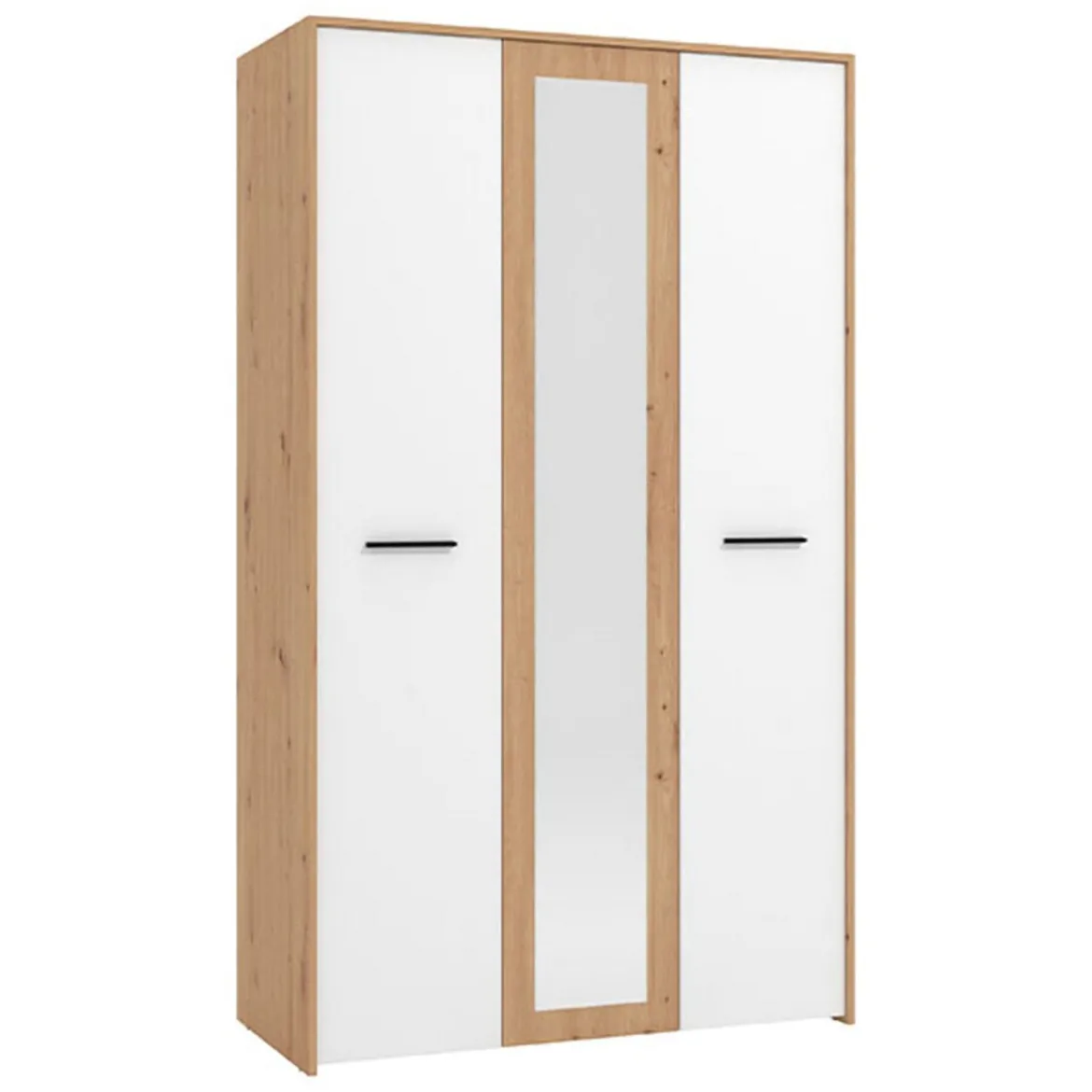Guardaroba 3 Ante Bianco Rovere Nodi Marrone Appendiabiti 5 Ripiani 119x53 cm, 7 Vani - Lavagno