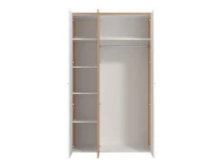 Guardaroba 3 Ante Bianco Rovere Nodi Marrone Appendiabiti 5 Ripiani 119x53 cm, 7 Vani - Lavagno