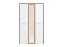 Guardaroba 3 Ante Bianco Rovere Nodi Marrone Appendiabiti 5 Ripiani 119x53 cm, 7 Vani - Lavagno