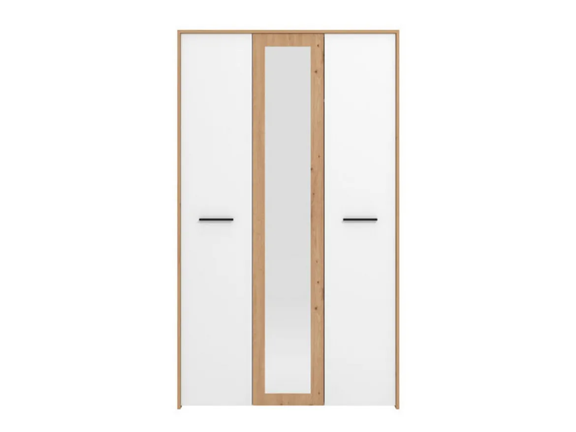 Guardaroba 3 Ante Bianco Rovere Nodi Marrone Appendiabiti 5 Ripiani 119x53 cm, 7 Vani - Lavagno