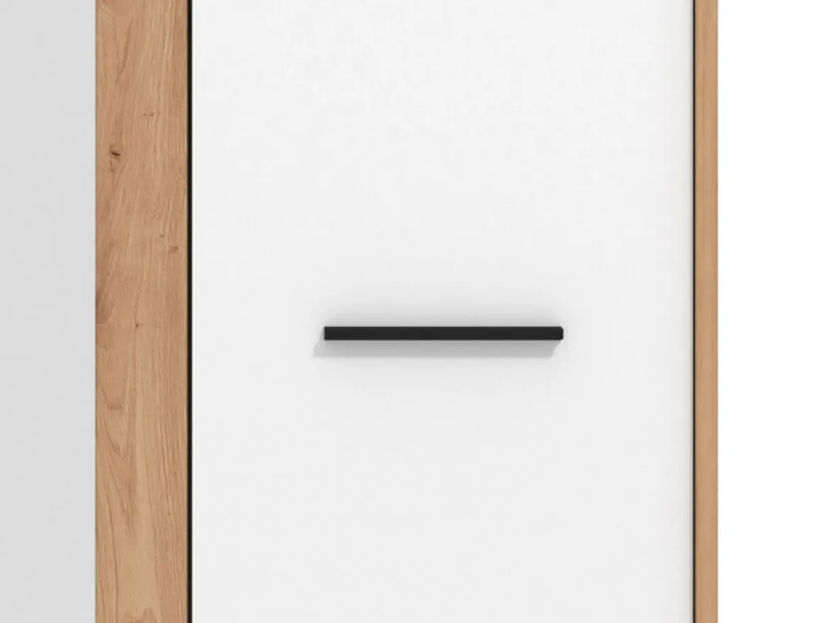 Guardaroba 3 Ante Bianco Rovere Nodi Marrone Appendiabiti 5 Ripiani 119x53 cm, 7 Vani - Lavagno