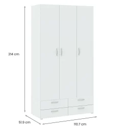 Guardaroba 3 ante bianco 110x214h cm - Randazzo