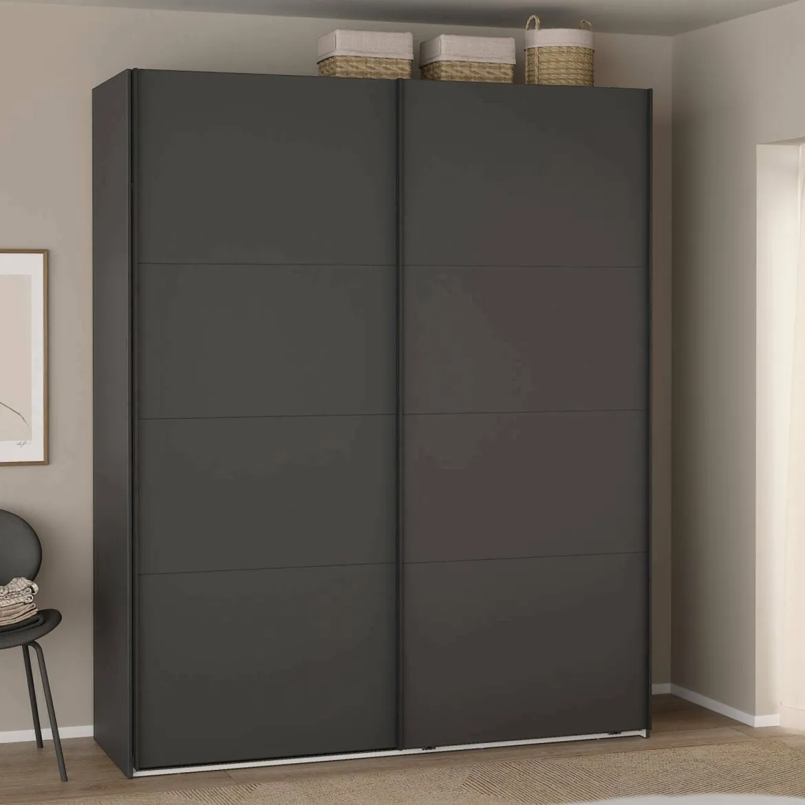 Guardaroba 2 ante grigio ante scorrevoli 178x220h cm - Gomer