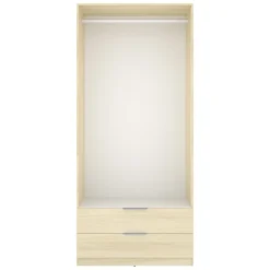 Guardaroba 2 Ante Marrone Bianco Rovere Appendiabiti 2 Cassetti 51x204h cm, un Ripiano - Montclare