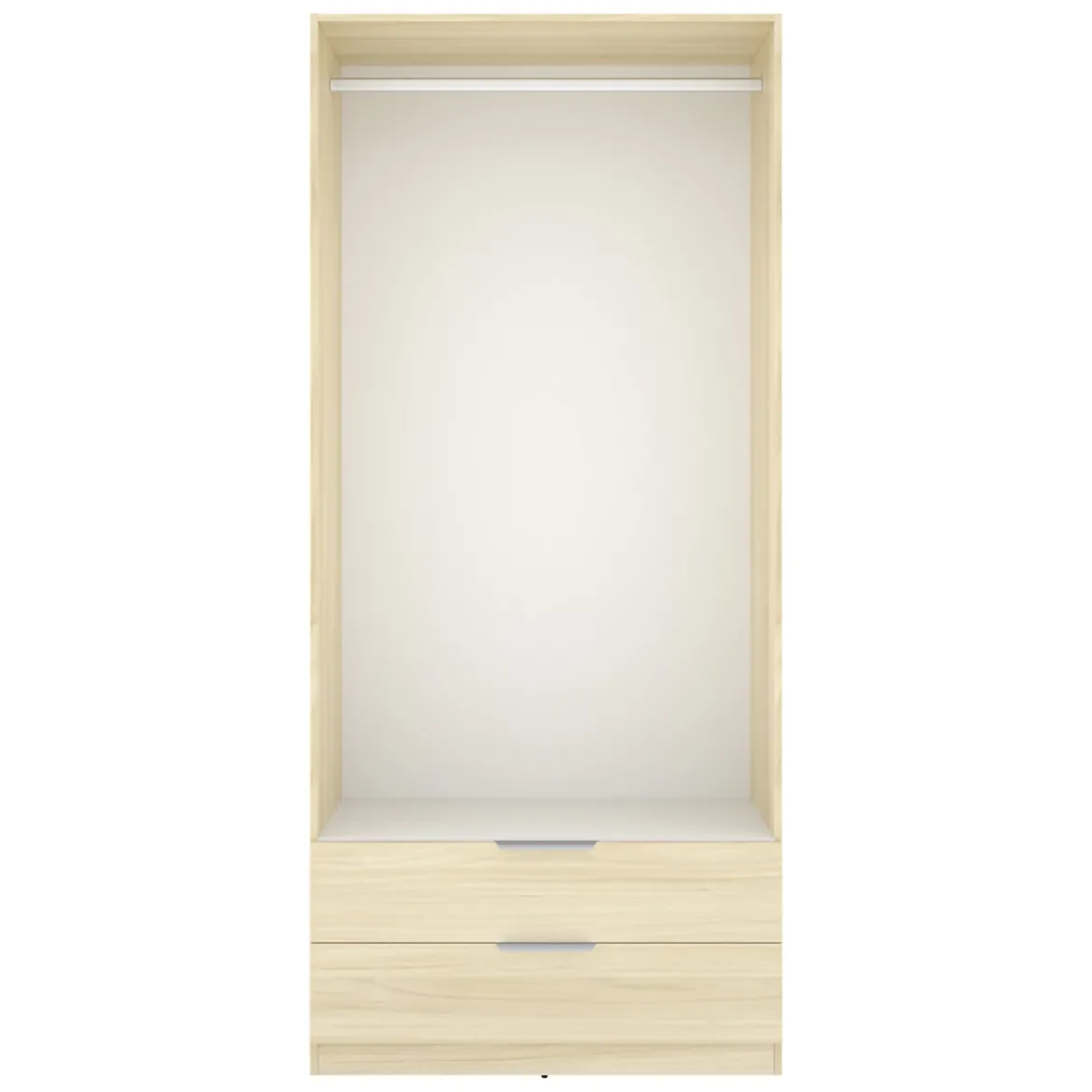 Guardaroba 2 Ante Marrone Bianco Rovere Appendiabiti 2 Cassetti 51x204h cm, un Ripiano - Montclare