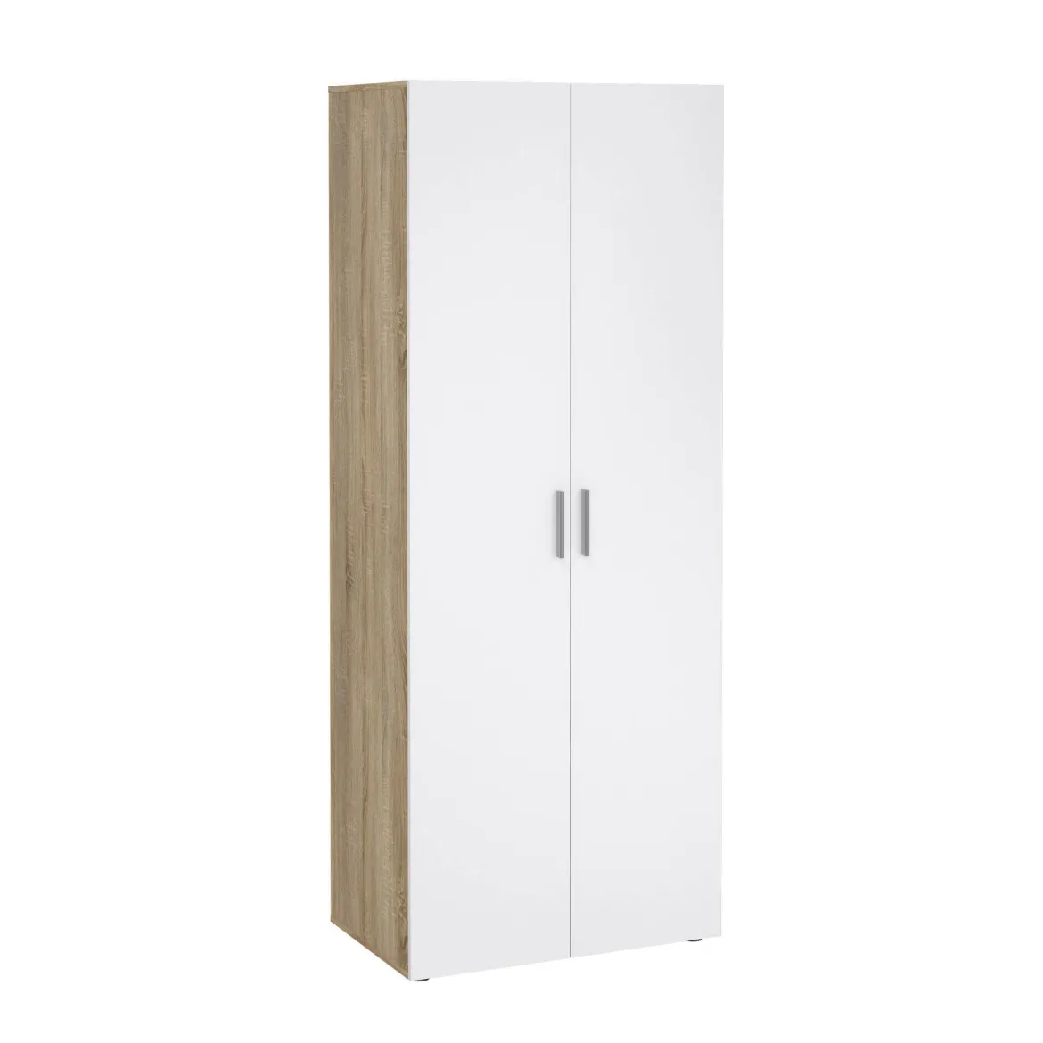 Guardaroba 2 Ante Marrone Quercia Bianco Lucido Appendiabiti 5 Ripiani 78.7x200.9h cm, 2 Ante - Argor