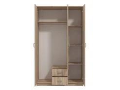 Guardaroba 3 Ante Marrone Quercia Bianco Appendiabiti 2 Cassetti 120x52 cm, 4 Ripiani - Crati