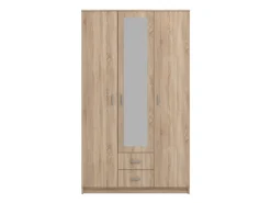 Guardaroba 3 Ante Marrone Quercia Bianco Appendiabiti 2 Cassetti 120x52 cm, 4 Ripiani - Crati