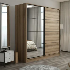 Guardaroba 2 Ante Marrone Rovere Appendiabiti 5 Ripiani 180x190h cm, 2 Ante - Rovolon