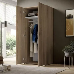 Guardaroba 2 Ante Marrone Rovere Appendiabiti un Ripiano 80x177h cm, 2 Ante - Istrana