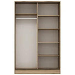 Guardaroba 2 Ante Marrone Rovere Bianco 5 Ripiani Appendiabiti 120x190h cm, Apertura Scorrevole - Pozzilli