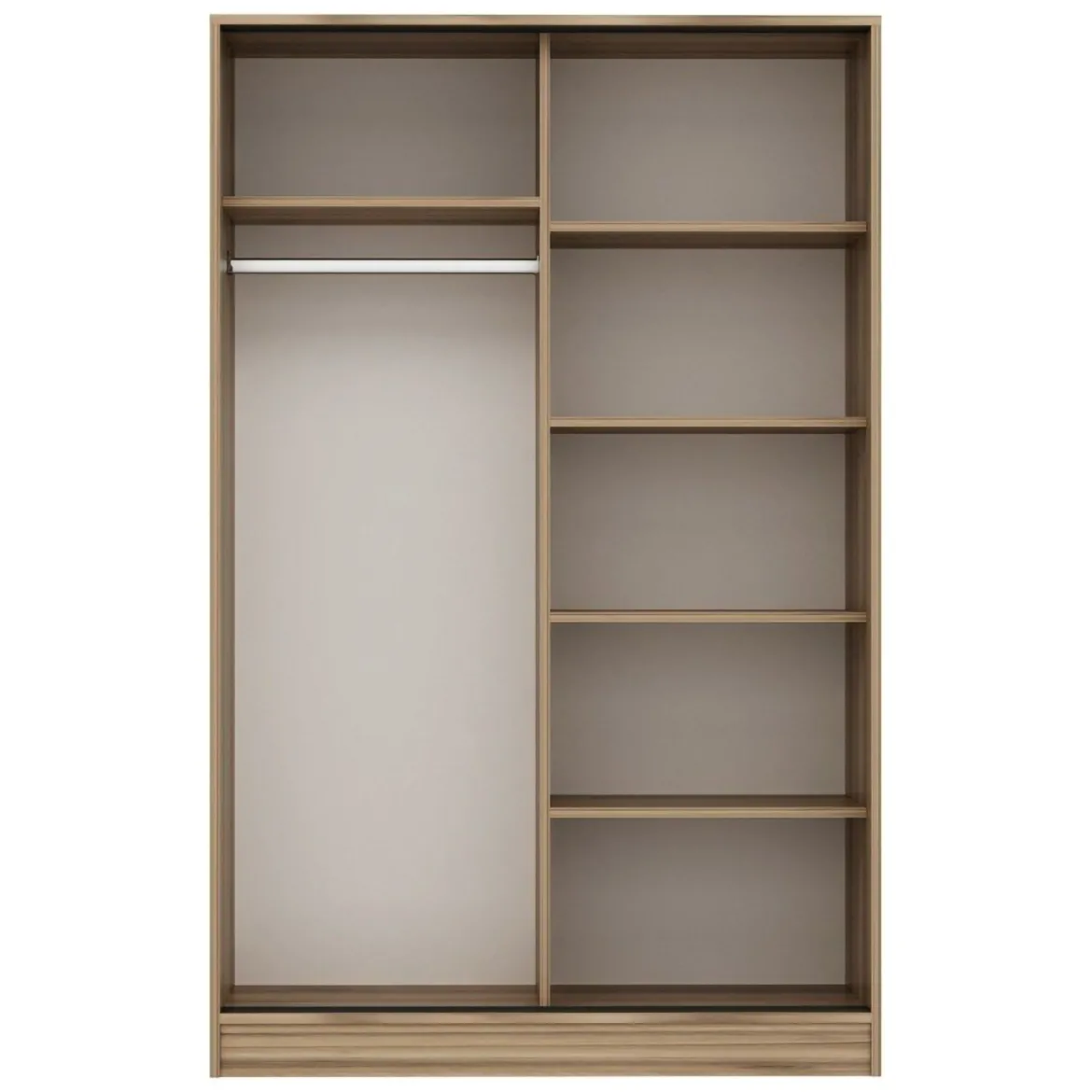 Guardaroba 2 Ante Marrone Rovere Bianco 5 Ripiani Appendiabiti 120x190h cm, Apertura Scorrevole - Pozzilli