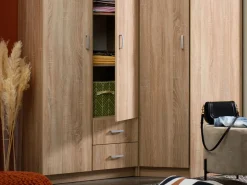 Guardaroba 2 Ante Marrone Rovere Bianco Appendiabiti un Ripiano 80x205h cm, 2 Ante - Roncaro