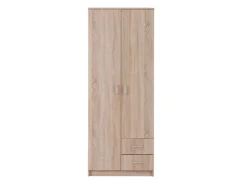 Guardaroba 2 Ante Marrone Rovere Bianco Appendiabiti un Ripiano 80x205h cm, 2 Ante - Roncaro