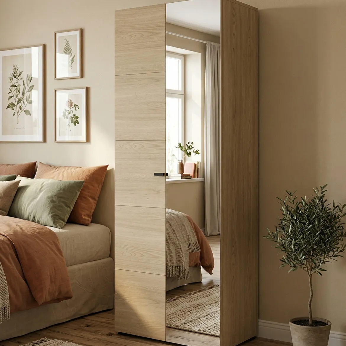 Guardaroba 2 Ante Marrone Rovere Marrone Appendiabiti 3 Ripiani 64x194h cm, 2 Ante - Azzano