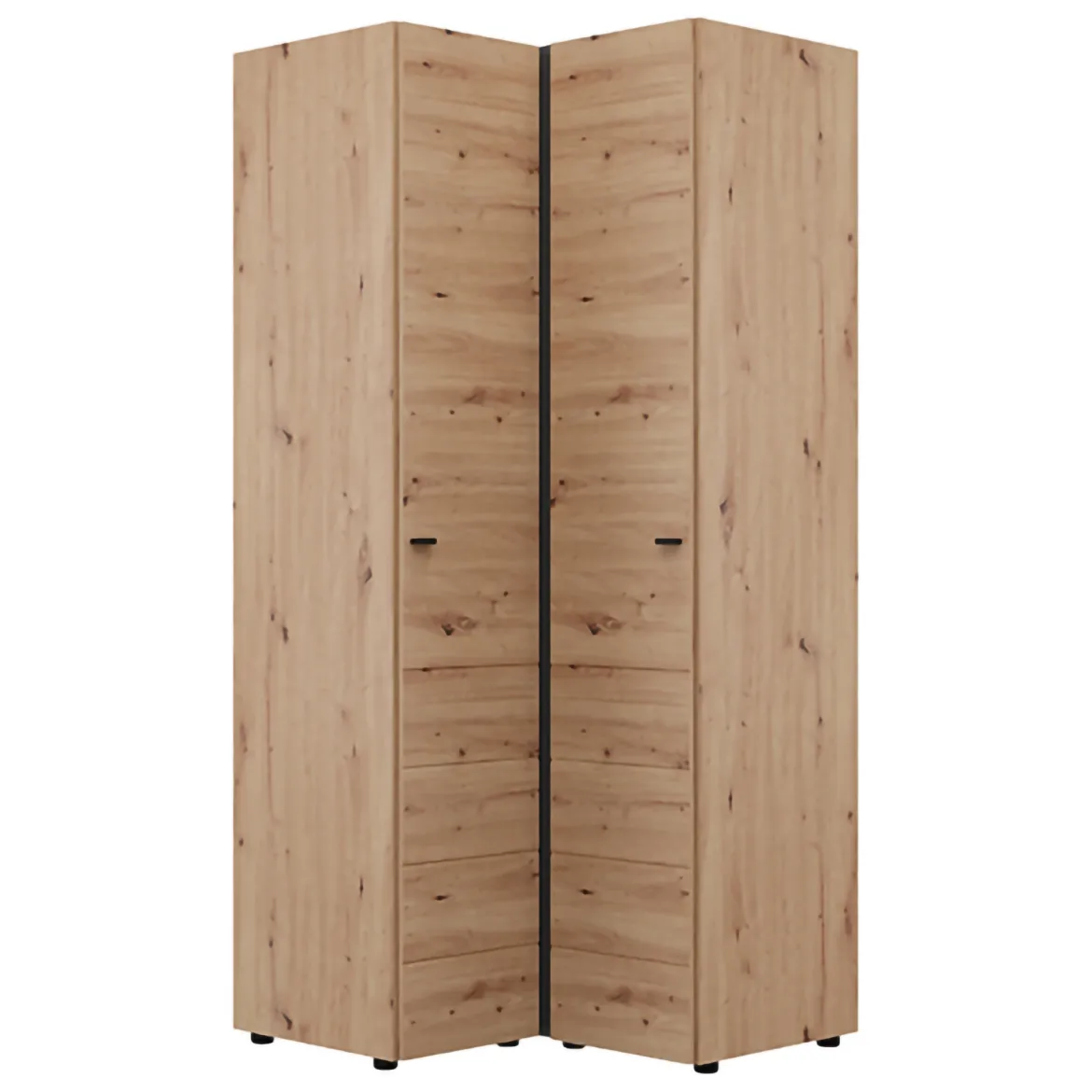 Guardaroba 2 Ante Marrone Rovere Nodi Bianco 4 Ripiani Apertura Battente 95x208h cm, Angolare - Tavole