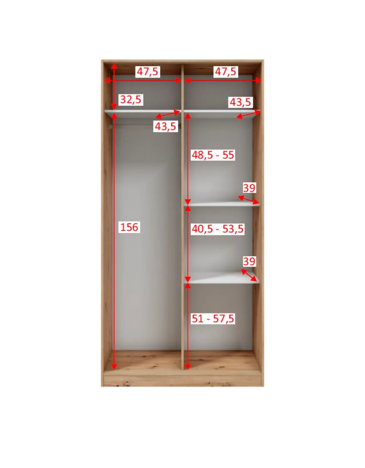 Guardaroba 2 Ante Marrone Rovere Nodi Bianco 4 Ripiani Appendiabiti 100x200h cm, Apertura Scorrevole - Orgosolo